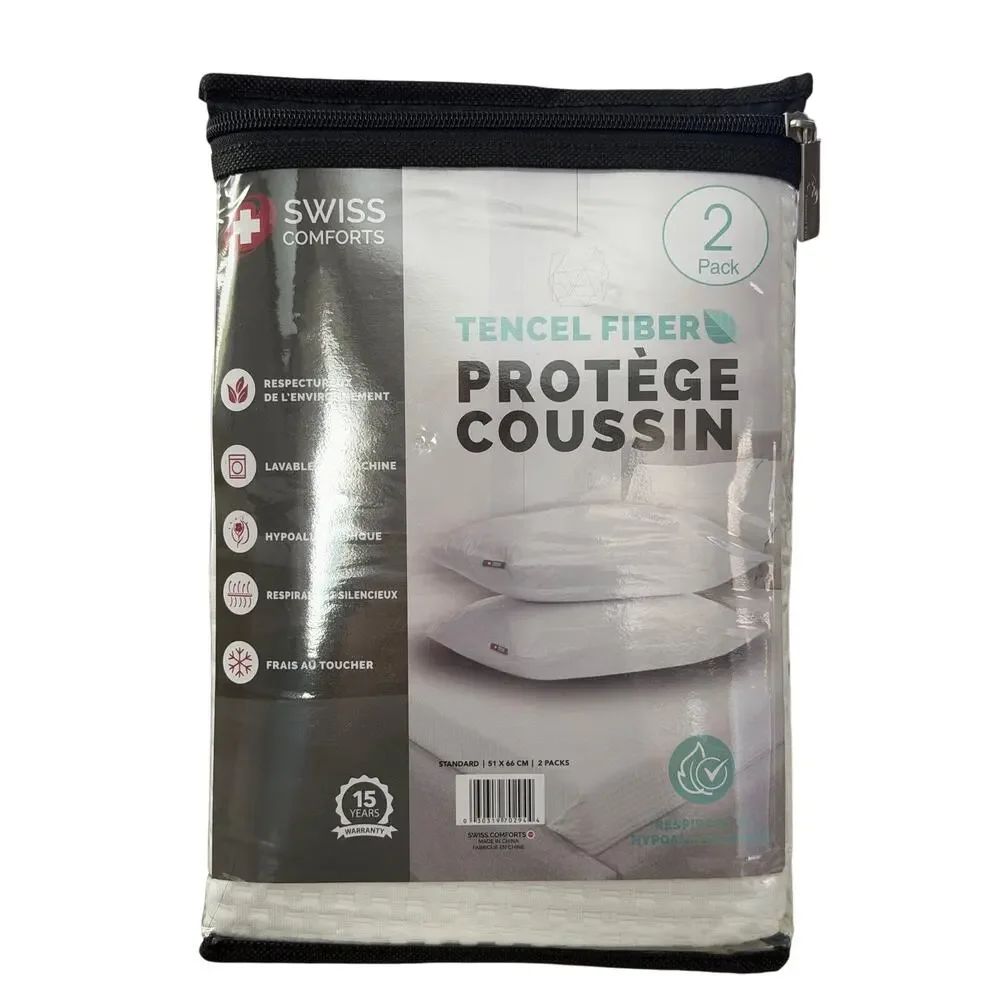 Swiss Comforts Embossed Tencel 2 Pack Pillow Protectors Standard 20